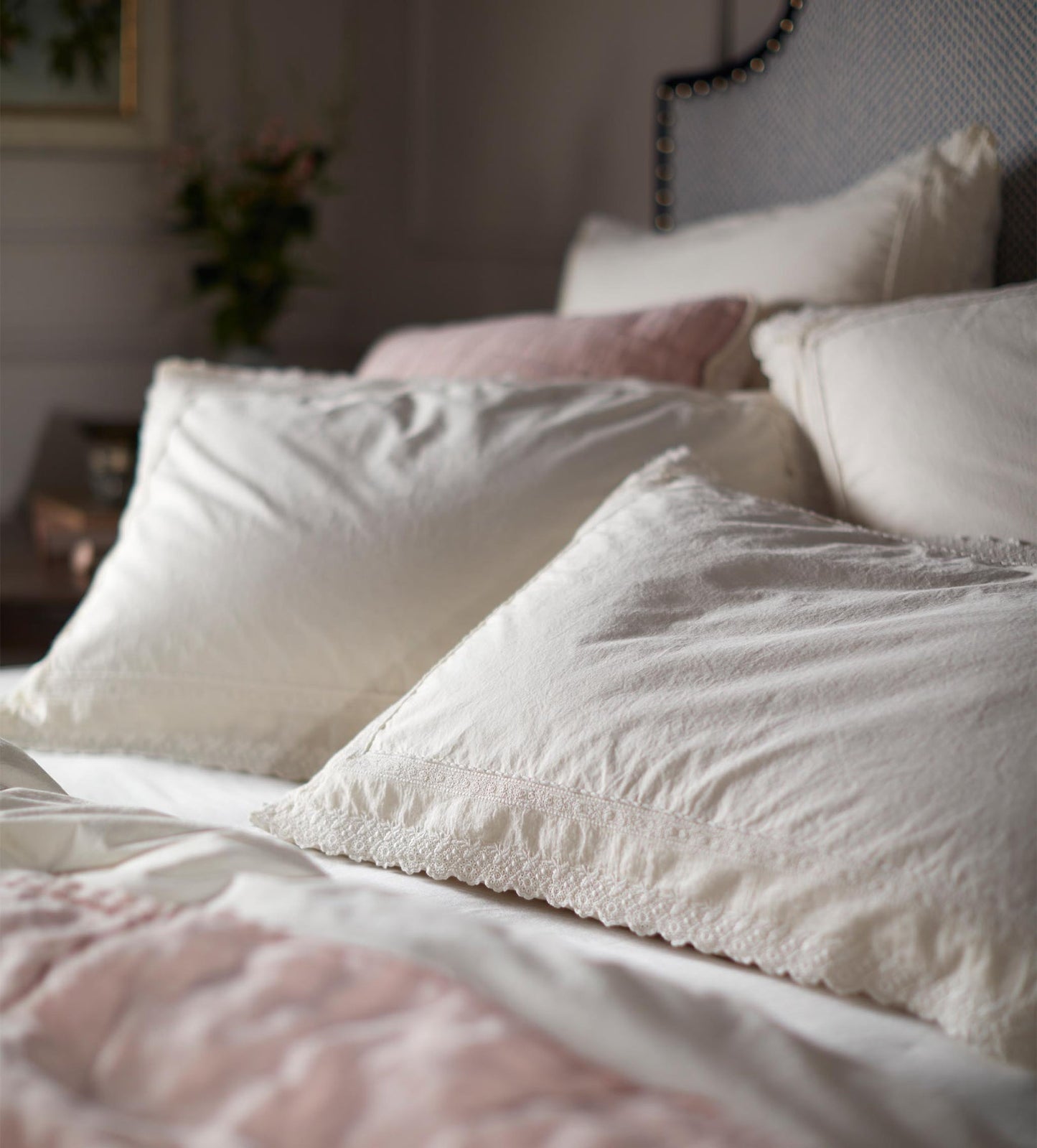 Pia Embroidered 100% Cotton Pillowcase The Secret Linen Store