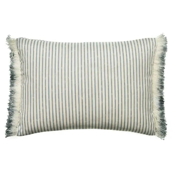 Picket Denim/Island Trim, Sustainable Feather, Cushion Eco-conscious & With Trim/Fringe & Linen & Linen Blend Stripe Andrew Martin