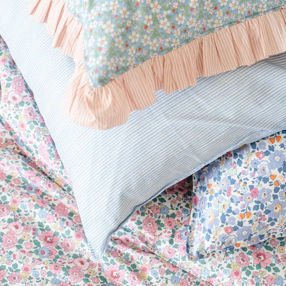Pillowcase Made With Striped Liberty Fabric ELEMENTS BLUE Coco & Wolf