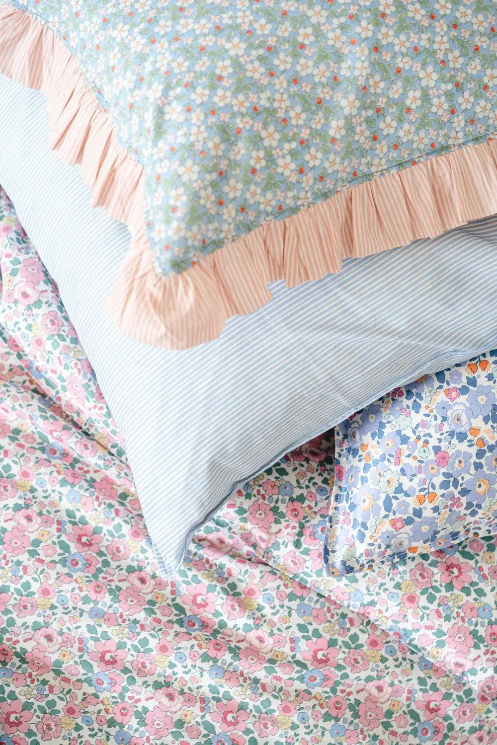 Pillowcase Made With Striped Liberty Fabric ELEMENTS BLUE Coco & Wolf