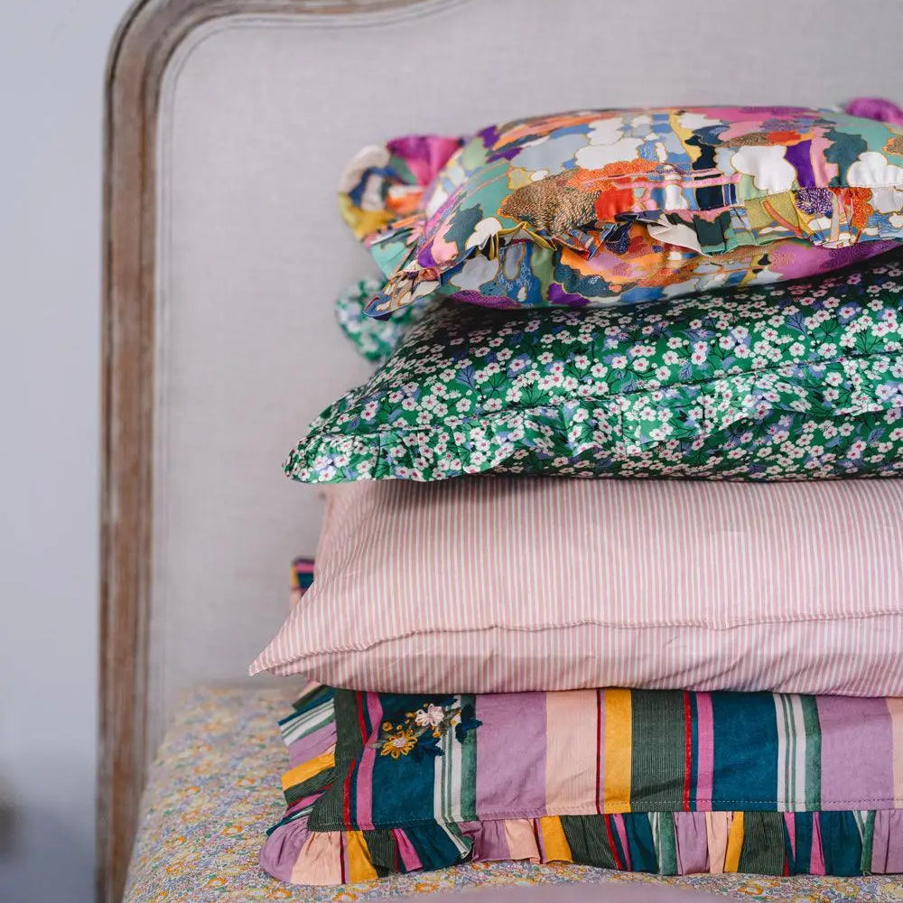 Pillowcase Made With Striped Liberty Fabric ELEMENTS PINK Coco & Wolf