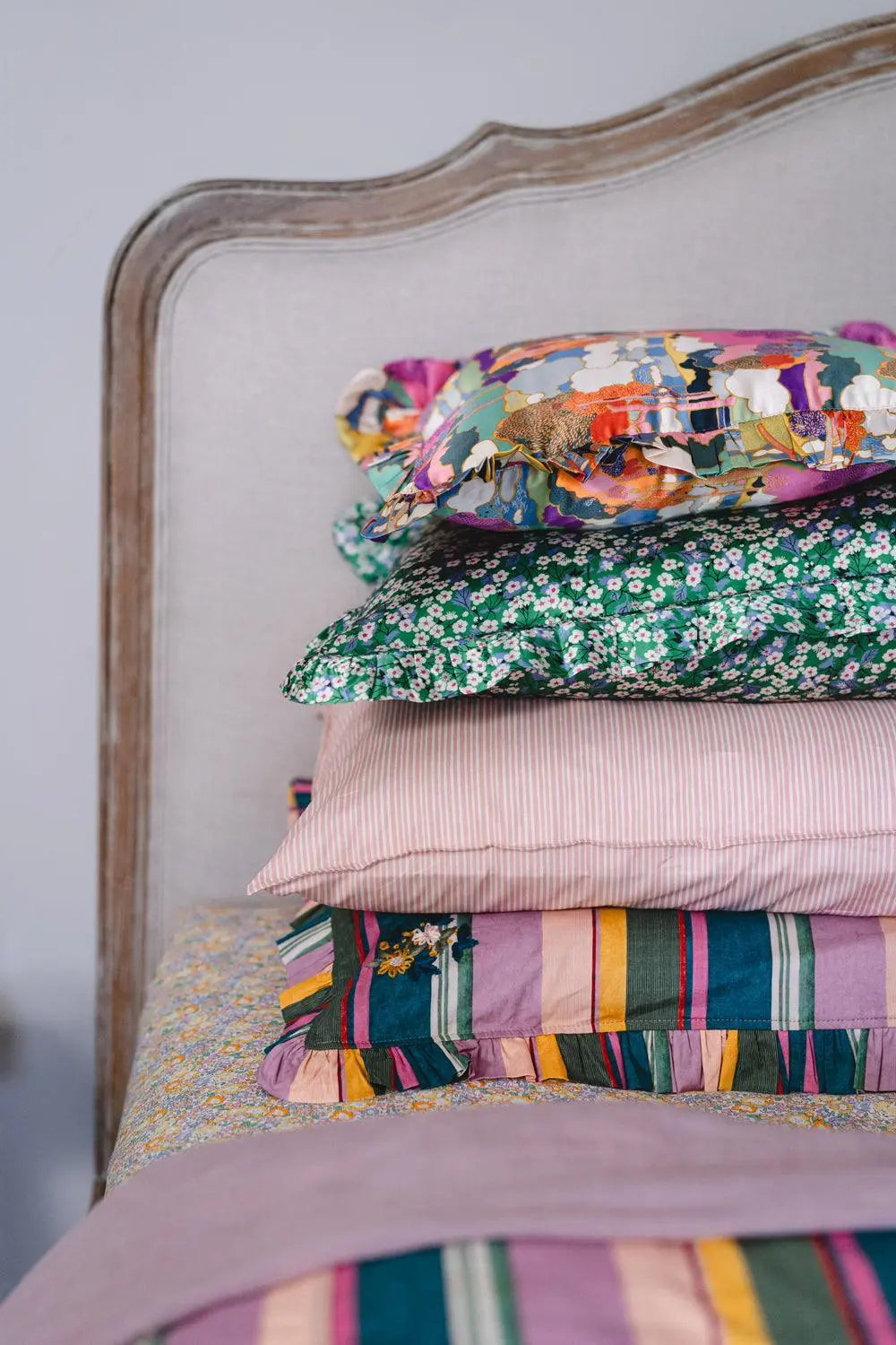 Pillowcase Made With Striped Liberty Fabric ELEMENTS PINK Coco & Wolf