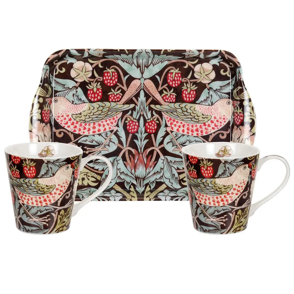 Pimpernel Strawberry Thief Mug And Tray Set Brown Pimpernel
