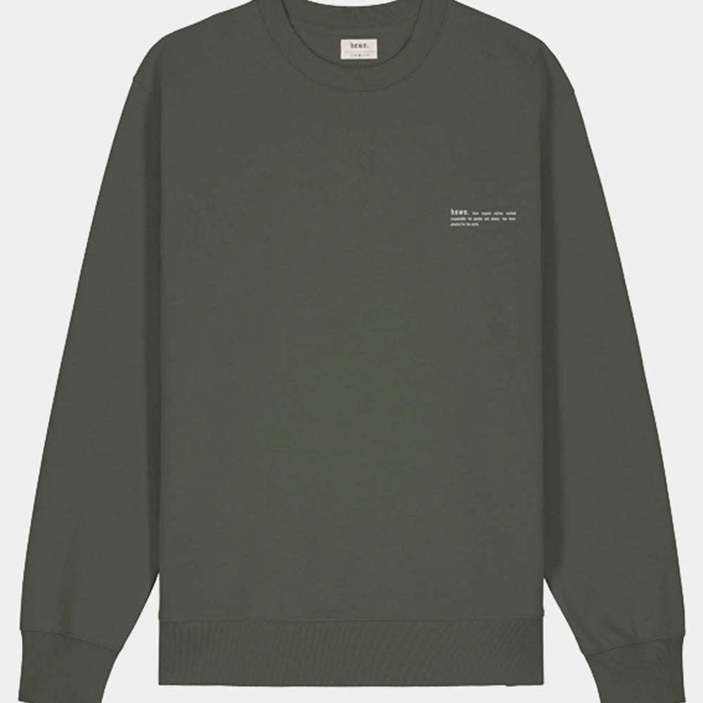 Pine Green Khaki Mens Organic Cotton Relaxed-Fit Sweatshirt hewn.