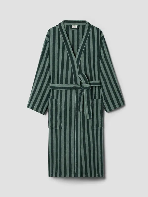 Pine Green Pembroke Stripe Cotton Robe Piglet