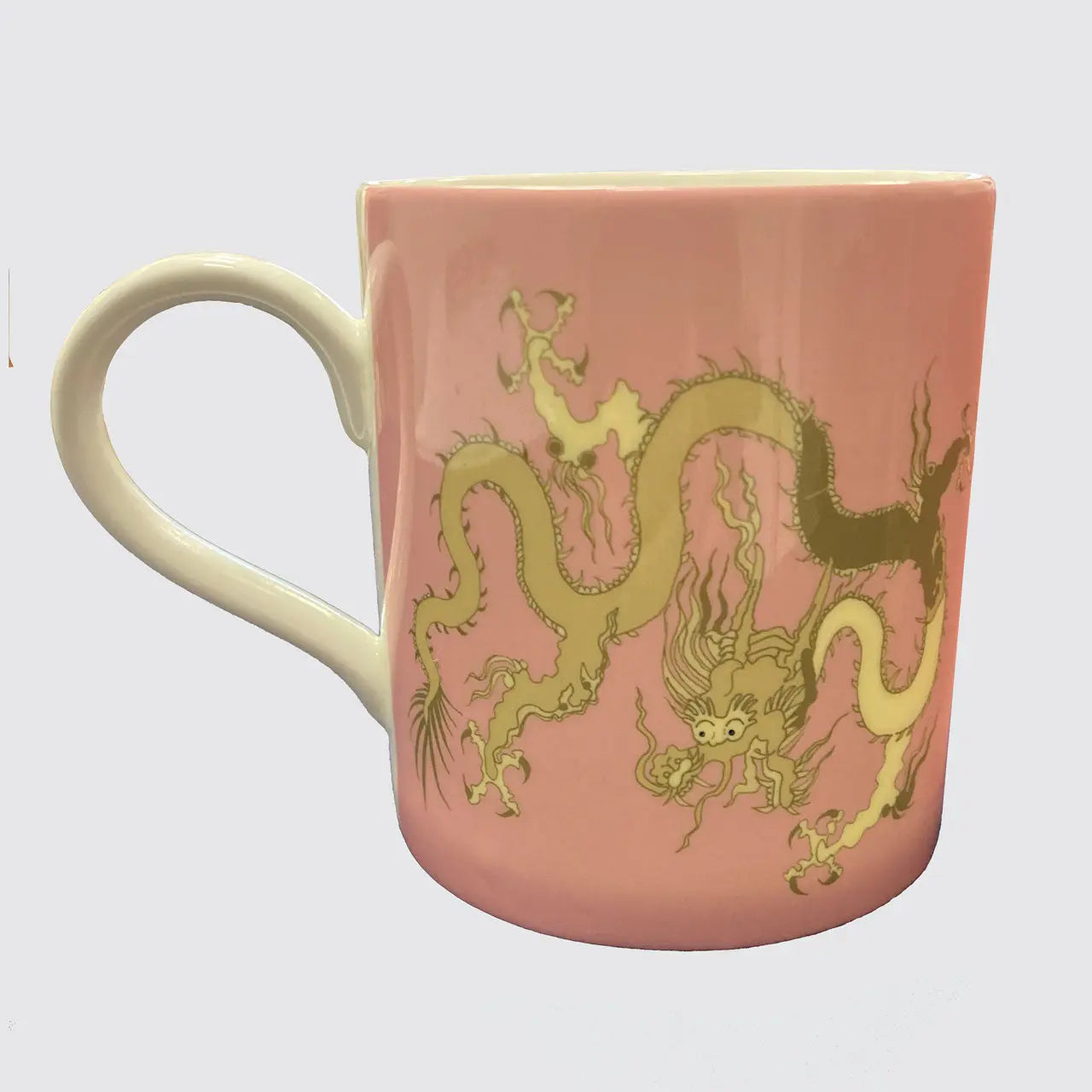 Pink Bone China Mug with Dragon Long Studio Design