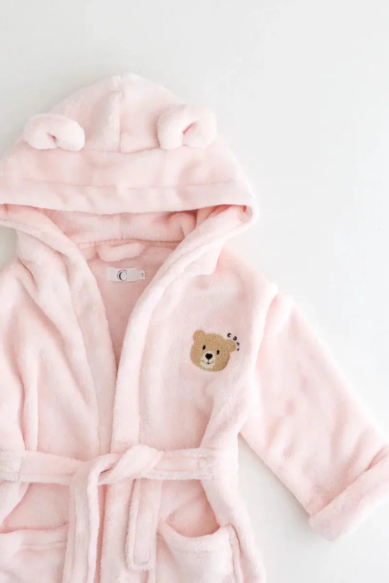 Pink COZY Bear Hooded Dressing Gown Bear Ears Cozy Crew Club
