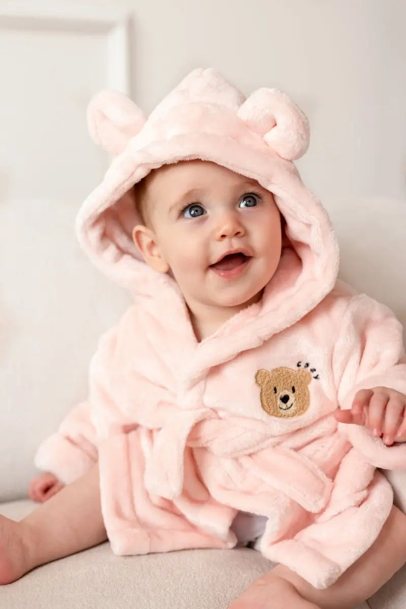 Pink COZY Bear Hooded Dressing Gown Bear Ears Cozy Crew Club