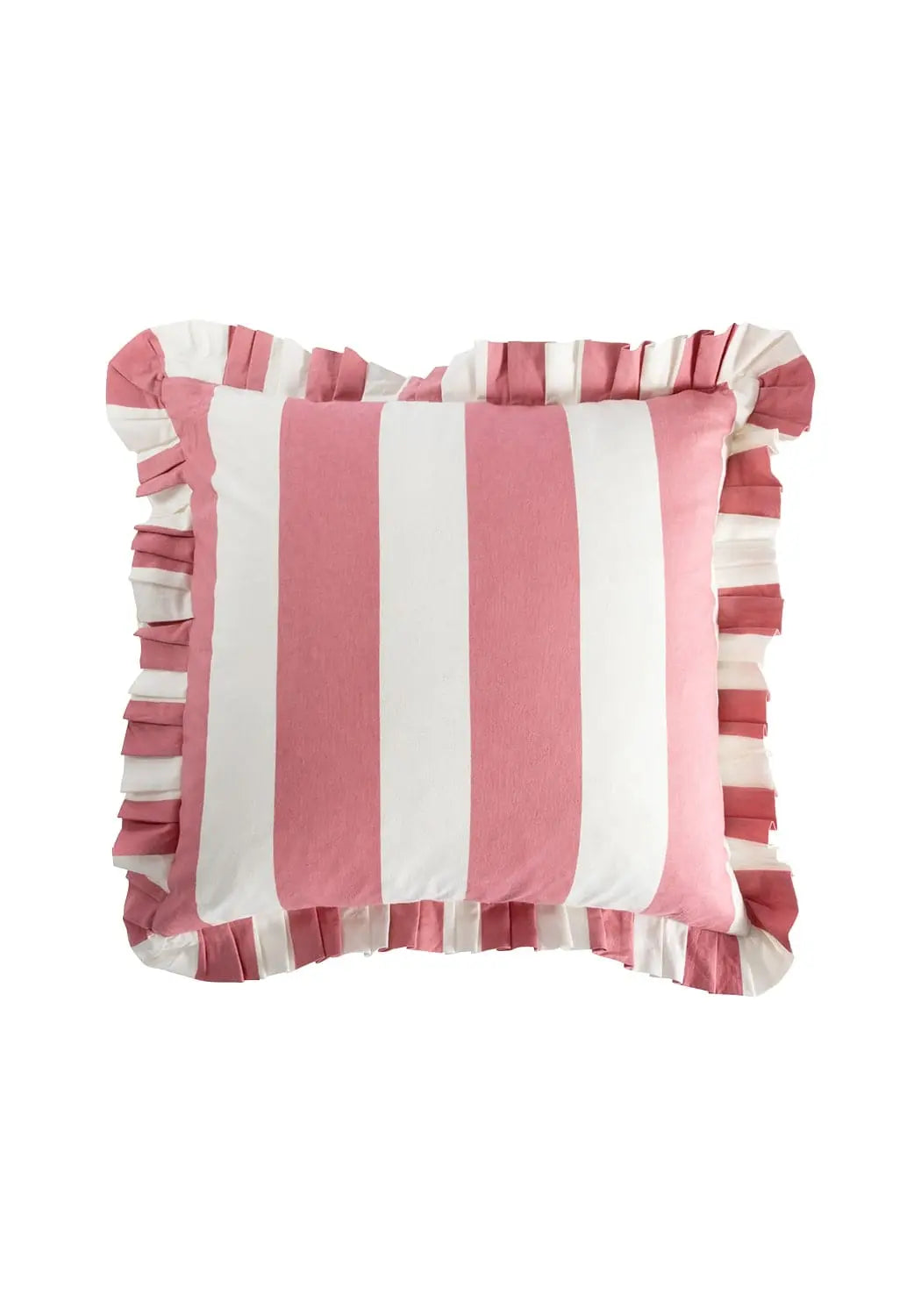 Pink Candy Cabana Stripe Ruffled Cushion Cover Casa by Josephine Jenno
