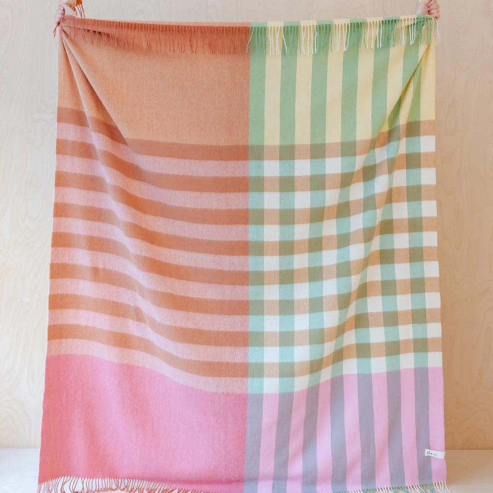 Pink Gingham Lambswool Blanket TartanBlanketCo