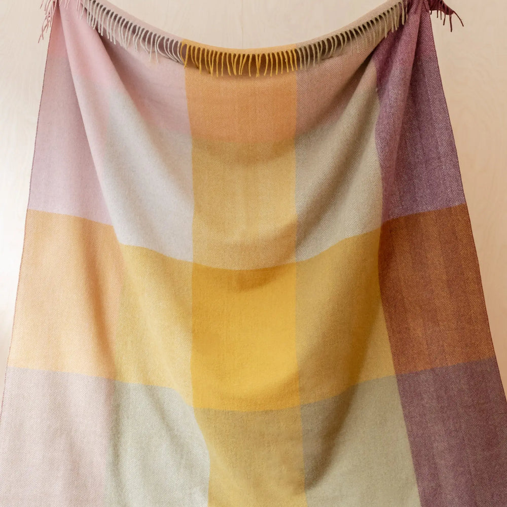 Pink Herringbone Wool Blanket TartanBlanketCo