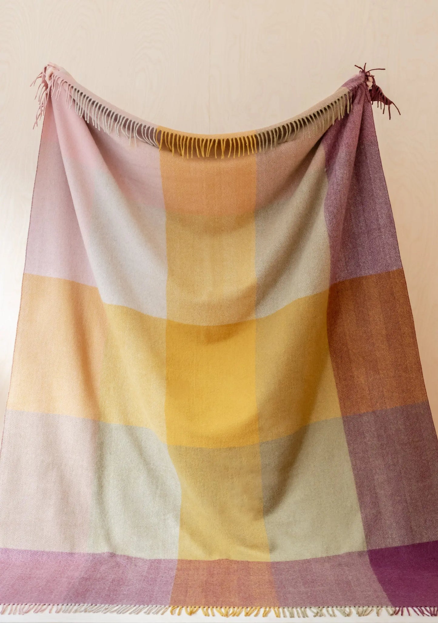 Pink Herringbone Wool Blanket TartanBlanketCo