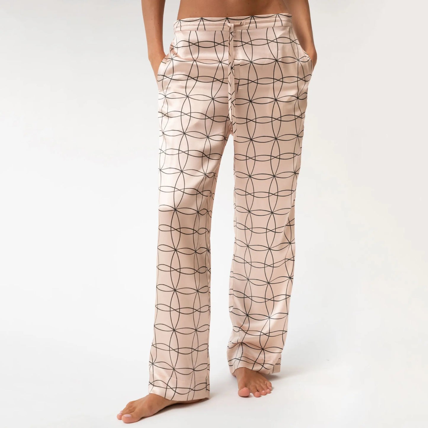 Pink Neo Geo Silk Pyjama Pants NOKAYA