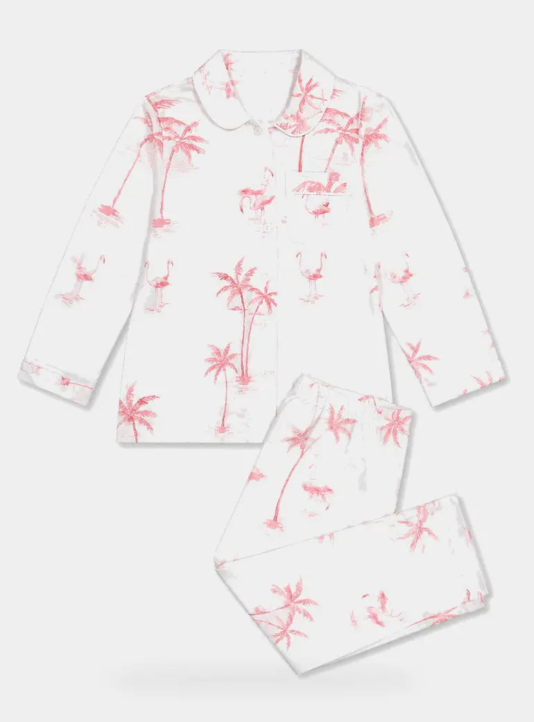 Pink Palms Women's Pyjama Trouser Set Woodstock Laundry
