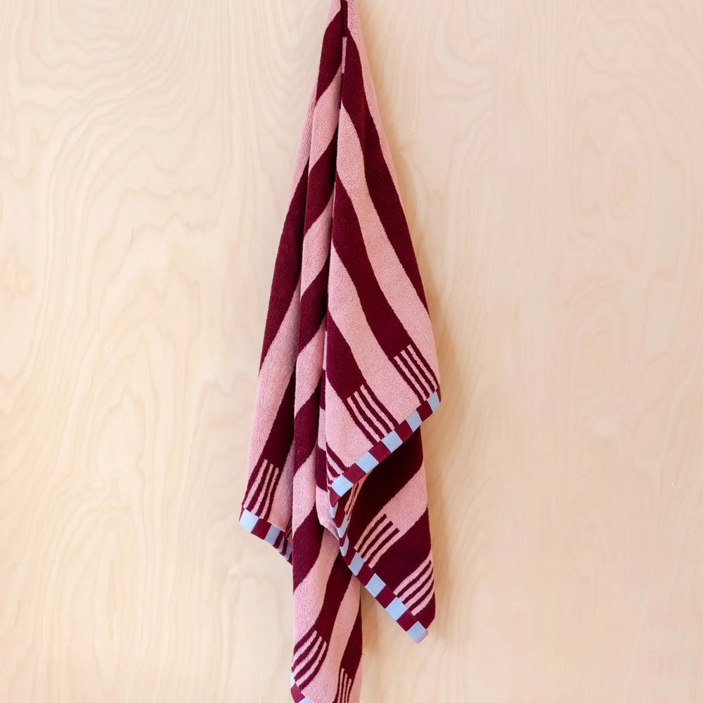 Pink Stripe Cotton Towels TartanBlanketCo