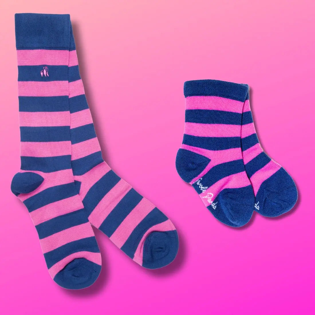 Pink Stripe Matching Bamboo Socks (Adult & Child) Swole Panda