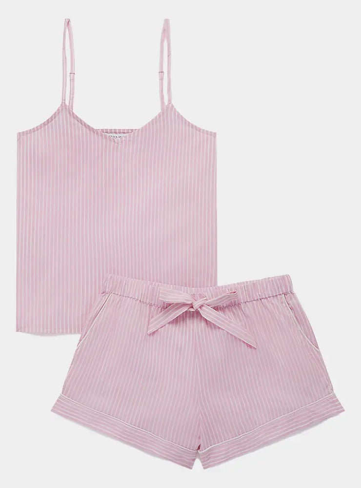 Pink Stripe Women's Cami Organic Cotton Short Set Myza