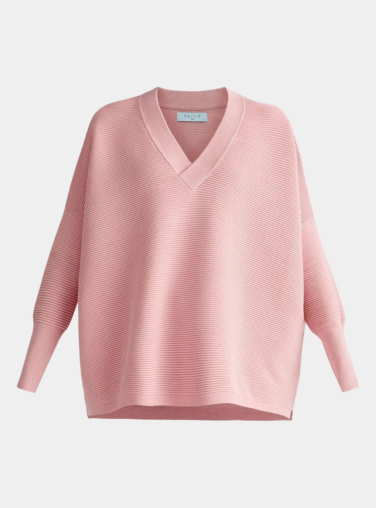 Pink V-Neck Ribbed Jumper Paisie