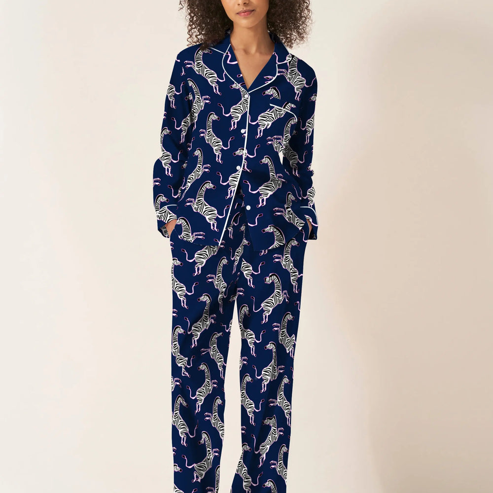 Pink Zebra Women's Long Sleeve Organic Cotton Pyjama Trouser Set Myza