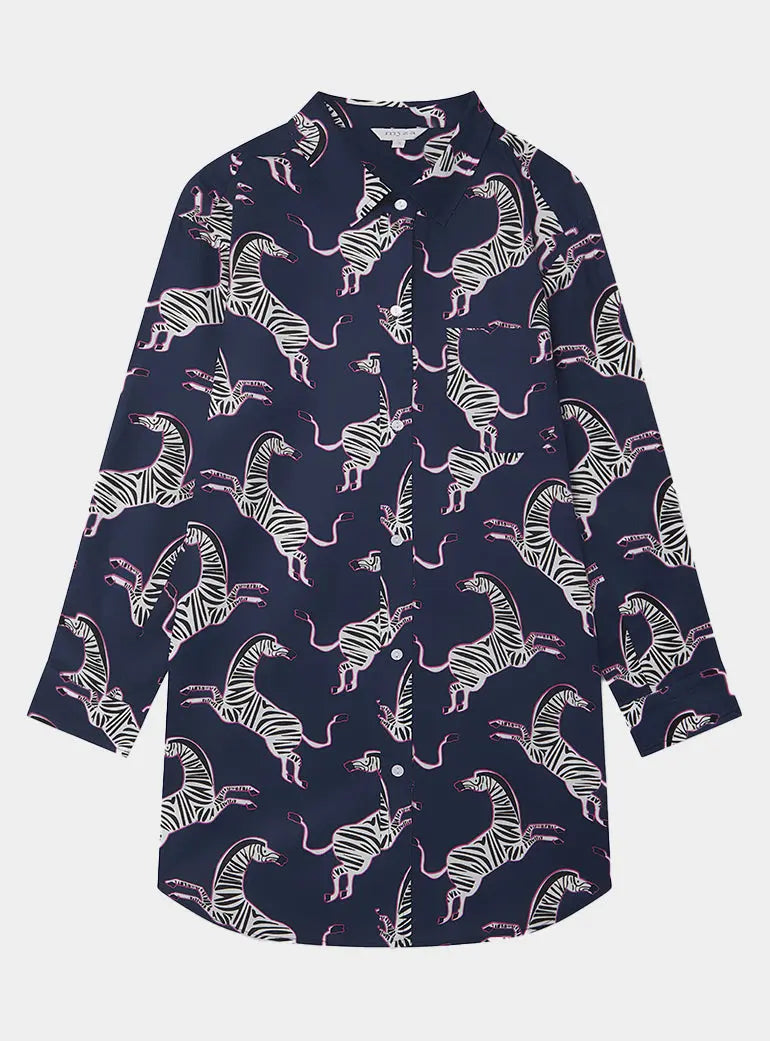 Pink Zebra on Organic Cotton Nightshirt