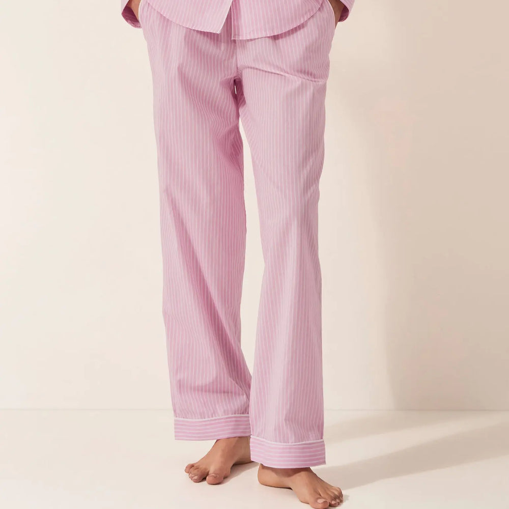 Pink & White Stripe Women's Organic Cotton Pyjama Trouser Myza