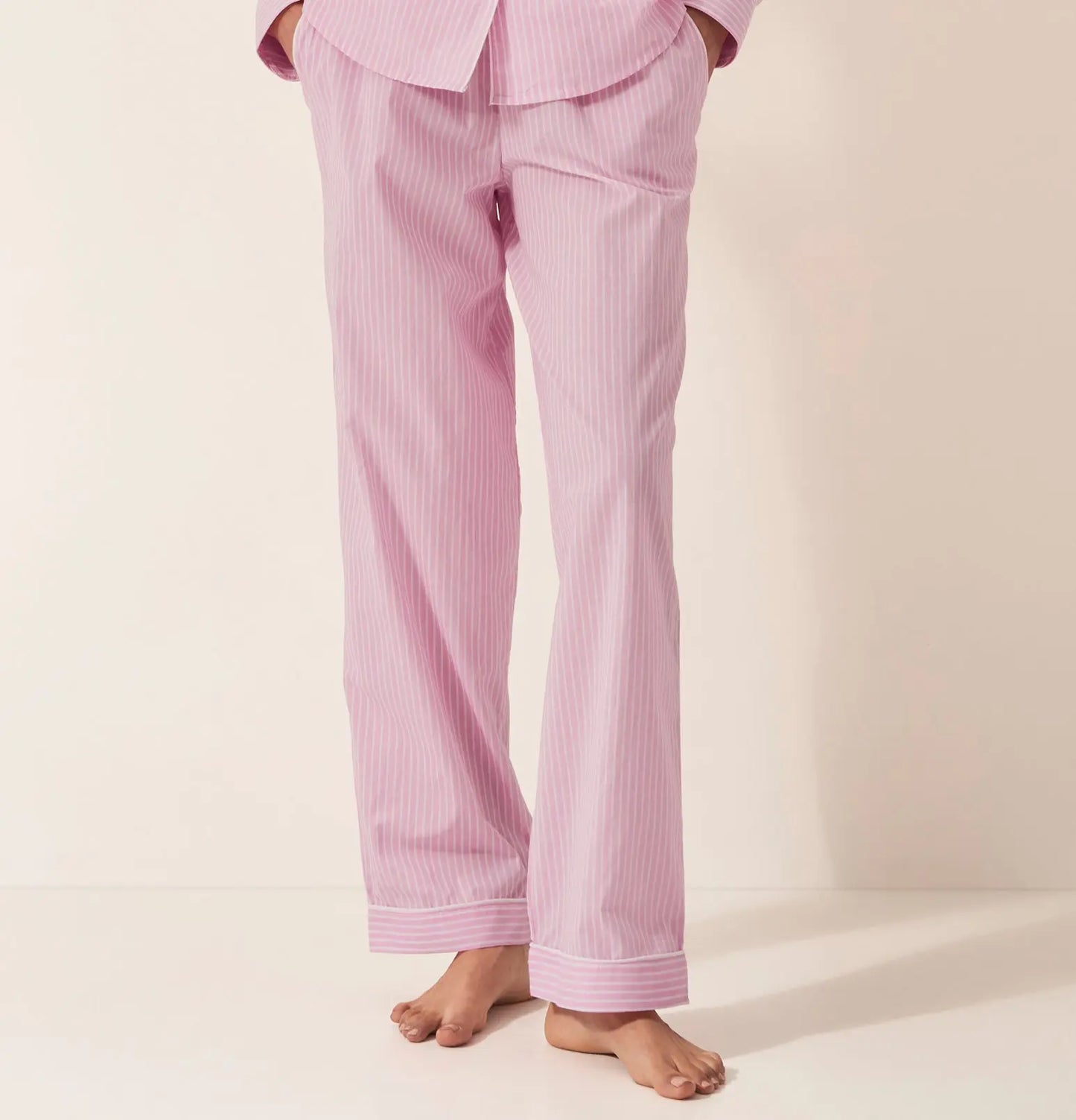 Pink & White Stripe Women's Organic Cotton Pyjama Trouser Myza