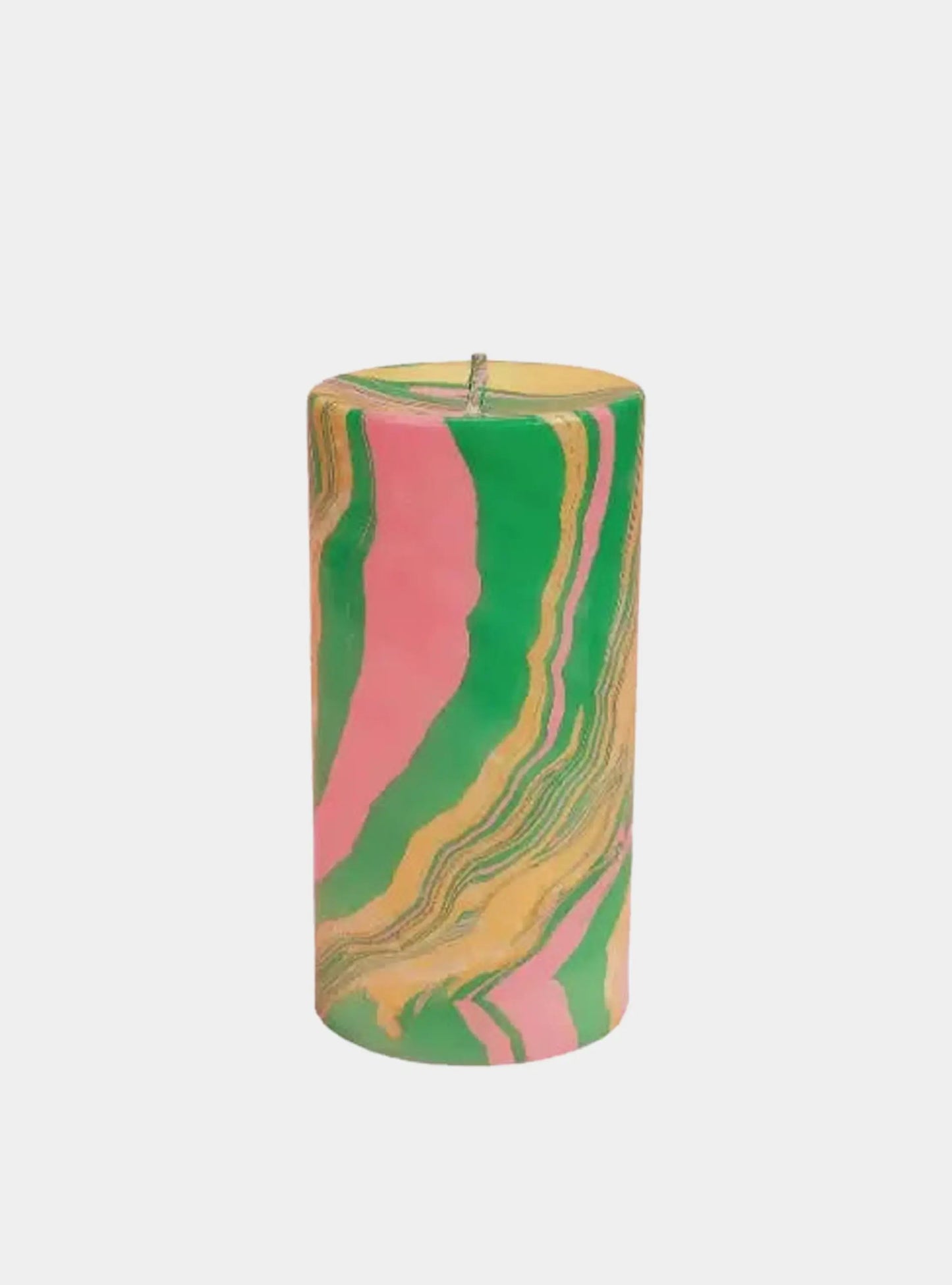 Pink, Green & Gold Marbled Pillar Candle Lords Fragrance House