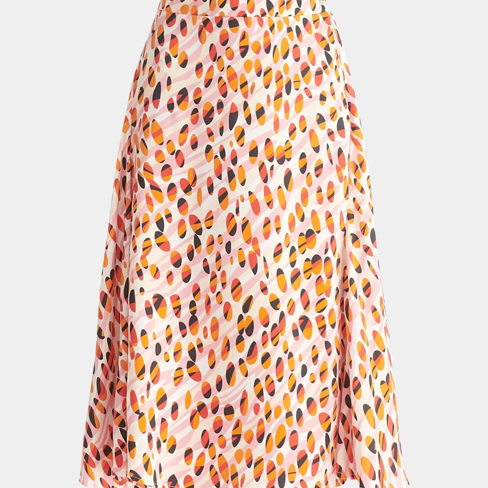 Pink, Orange, Red and Black Asymmetric Hem Skirt Paisie