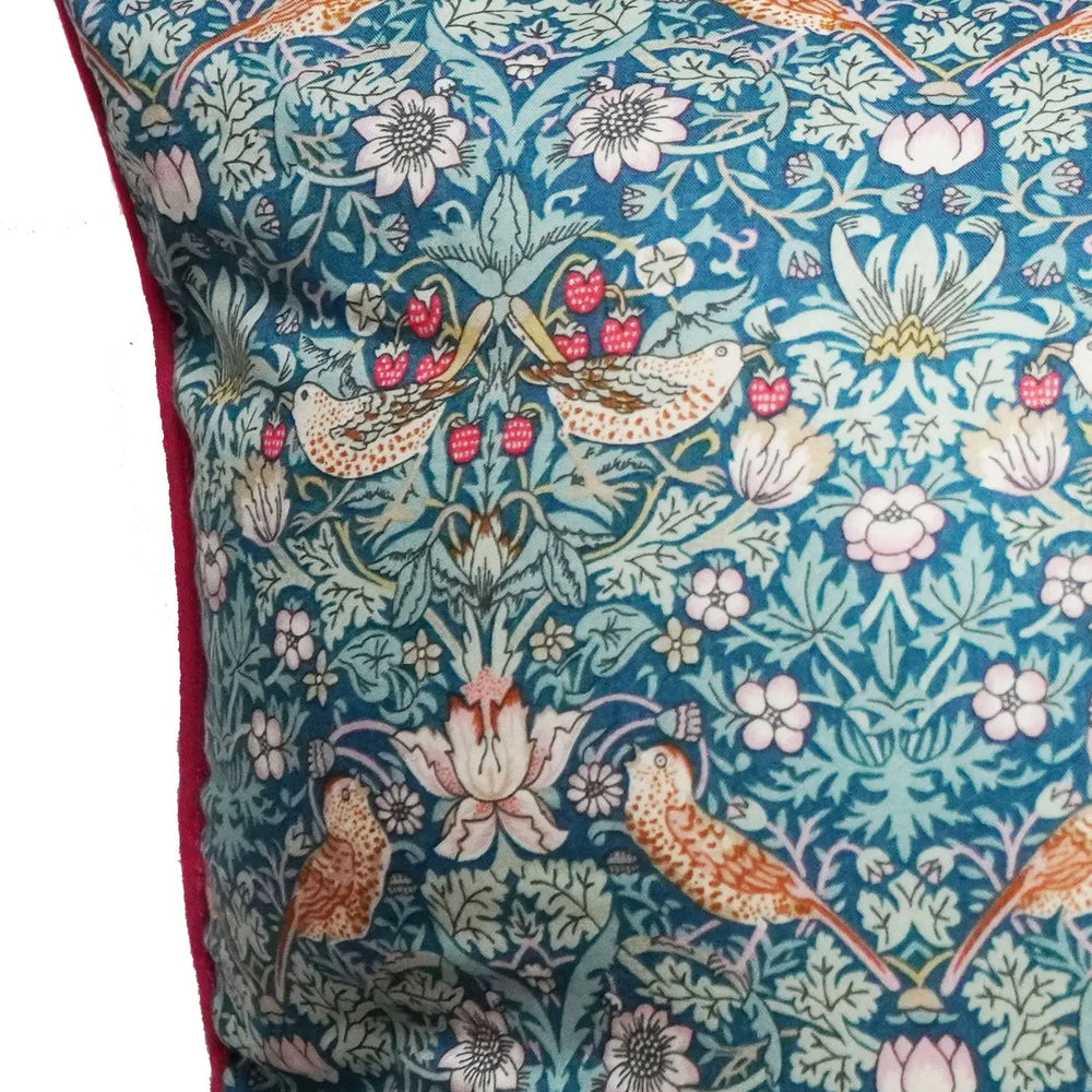 Piped Bolster Lumbar Cushion Made With Liberty Fabric STRAWBERRY THIEF Coco & Wolf