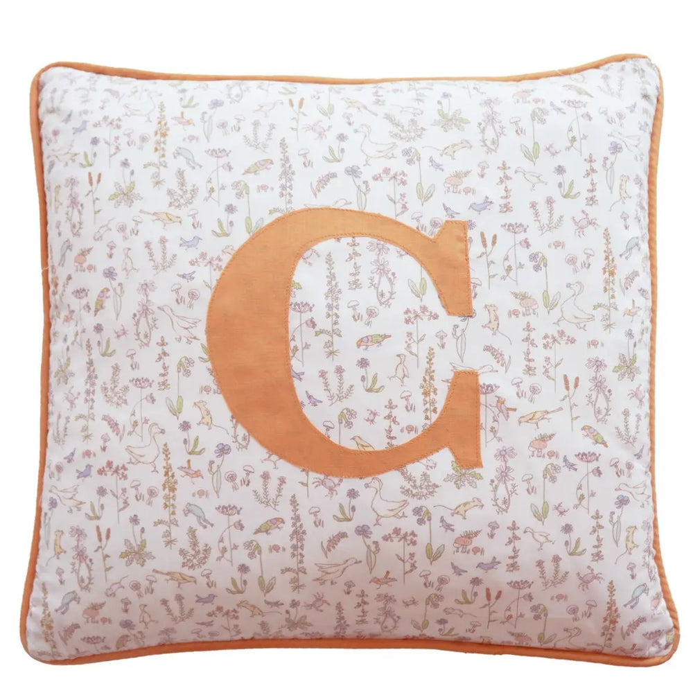 Piped Edge Personalised Cushion Made With Liberty Fabric THEO GREEN Coco & Wolf