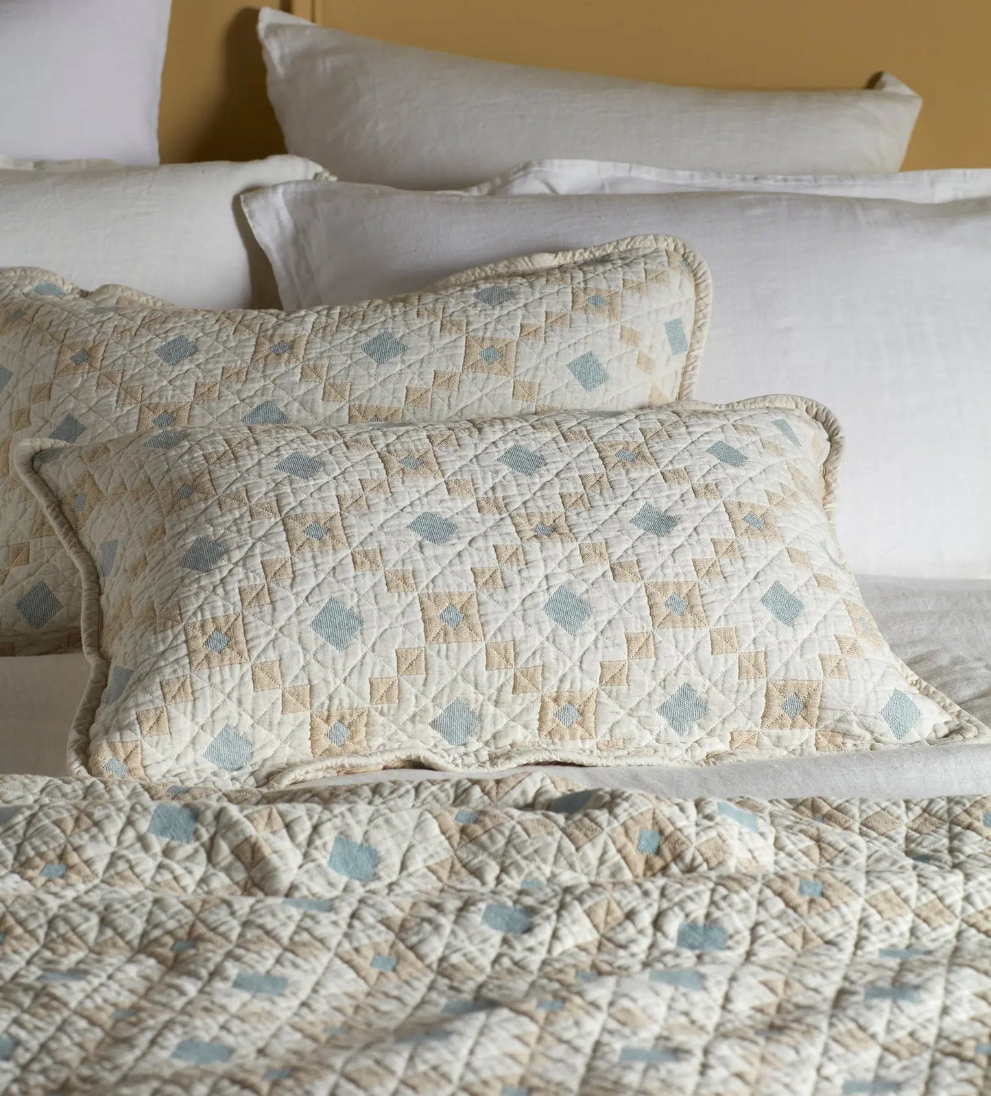 Pippa Patchwork 100% Cotton Quilted Cushion Cover The Secret Linen Store
