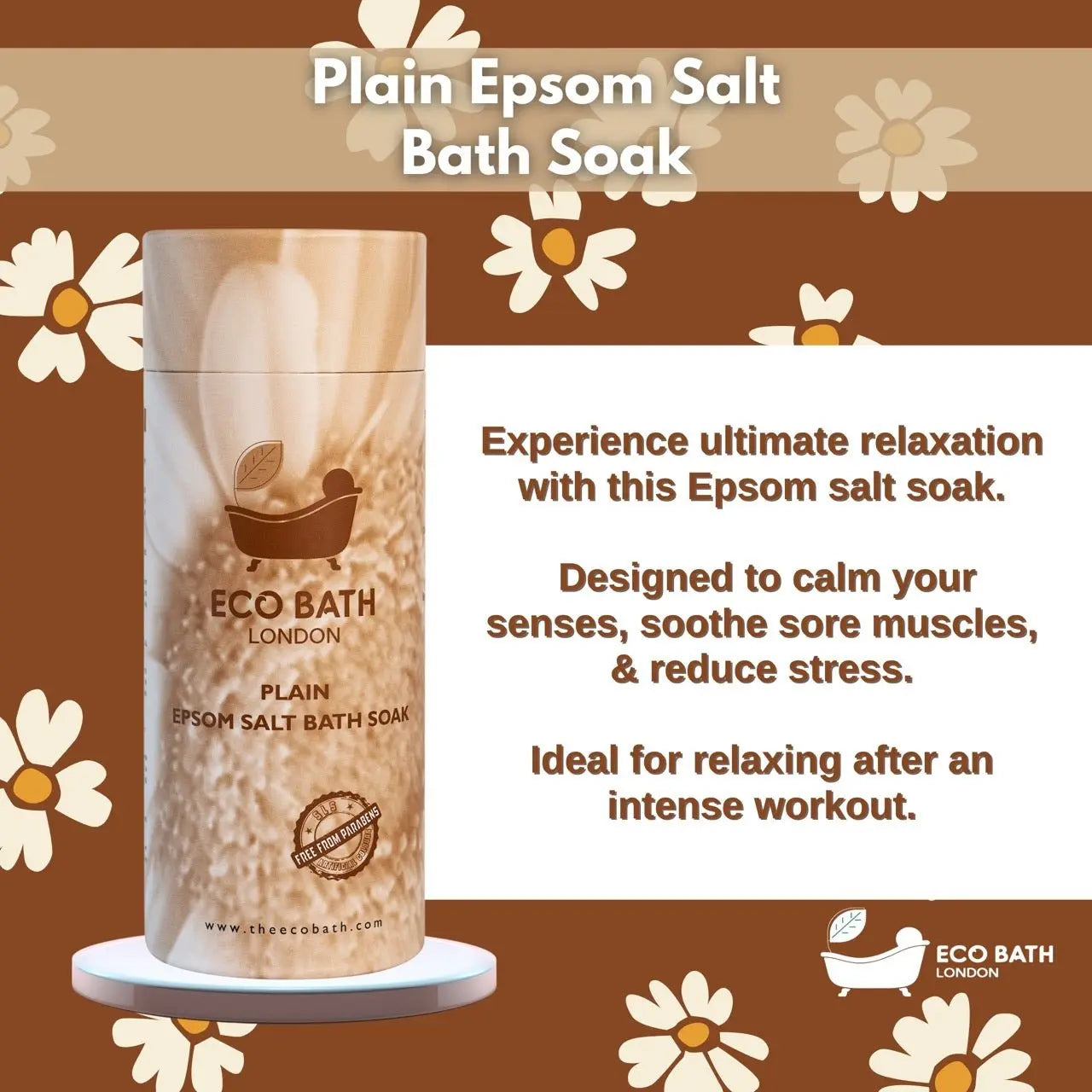 Plain Epsom Salt Bath Soak - Tube Eco Bath London