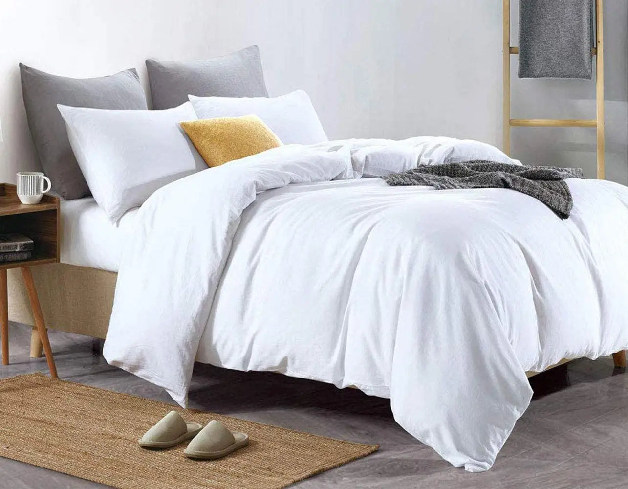 Pure Egyptian Cotton Duvet Cover Bed Set in Plain White Euphoric Bedding