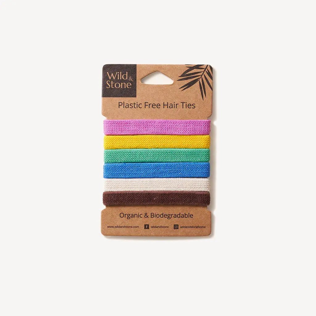 Plastic Free Hair Ties - 6 Pack - Multi Colour Wild And Stone