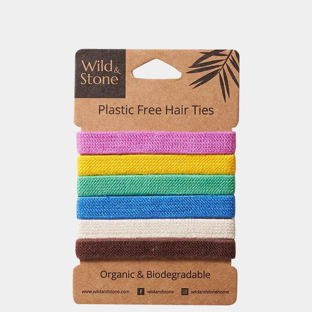 Plastic Free Hair Ties - 6 Pack - Multi Colour Wild And Stone