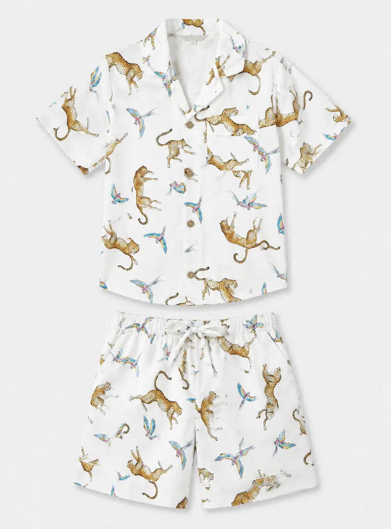 Playing Cheetahs Boys Pyjama Short Set Woodstock Laundry