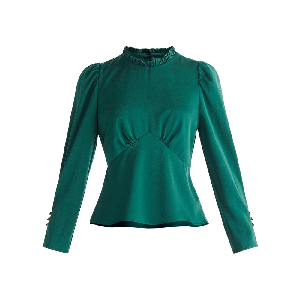 Pleated Collar Satin Blouse Paisie