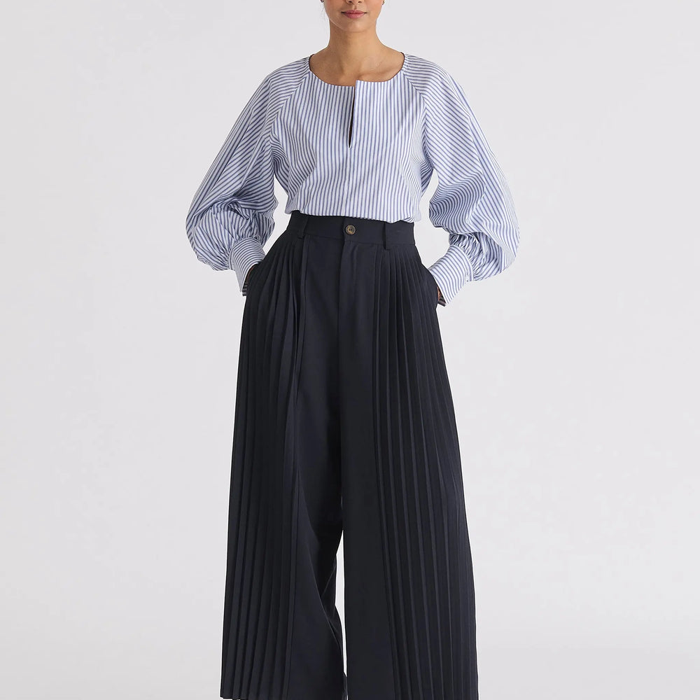 Pleated Wide Leg Trousers Paisie