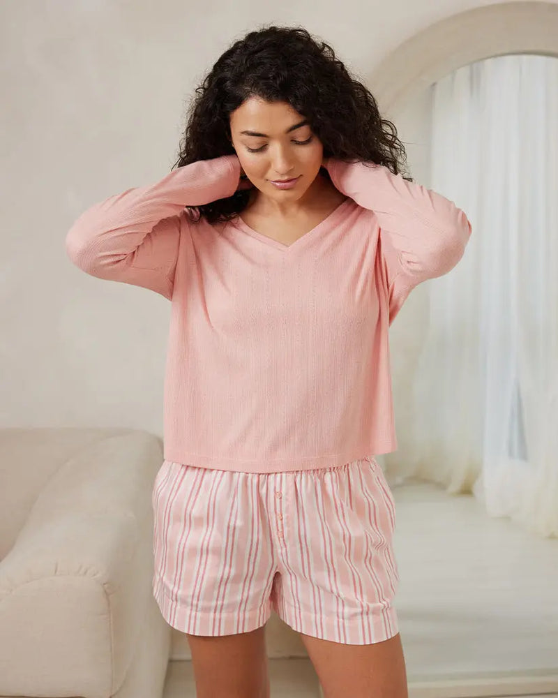 Pointelle V Neck Short Pyjama Set Chelsea Peers