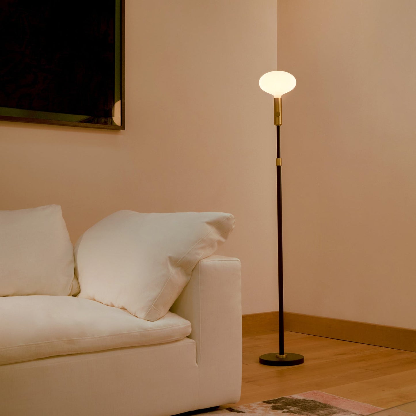 Poise Adjustable Floor Lamp in Brass + Oval II Tala