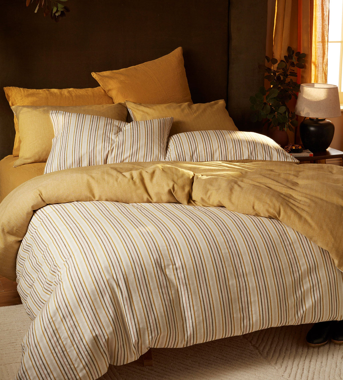 Polly Stripe Brushed 100% Organic Cotton Duvet Cover - The Secret Linen Store
