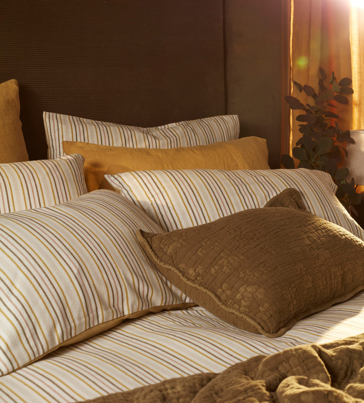 Polly Stripe Brushed 100% Organic Cotton Pillowcase - The Secret Linen Store
