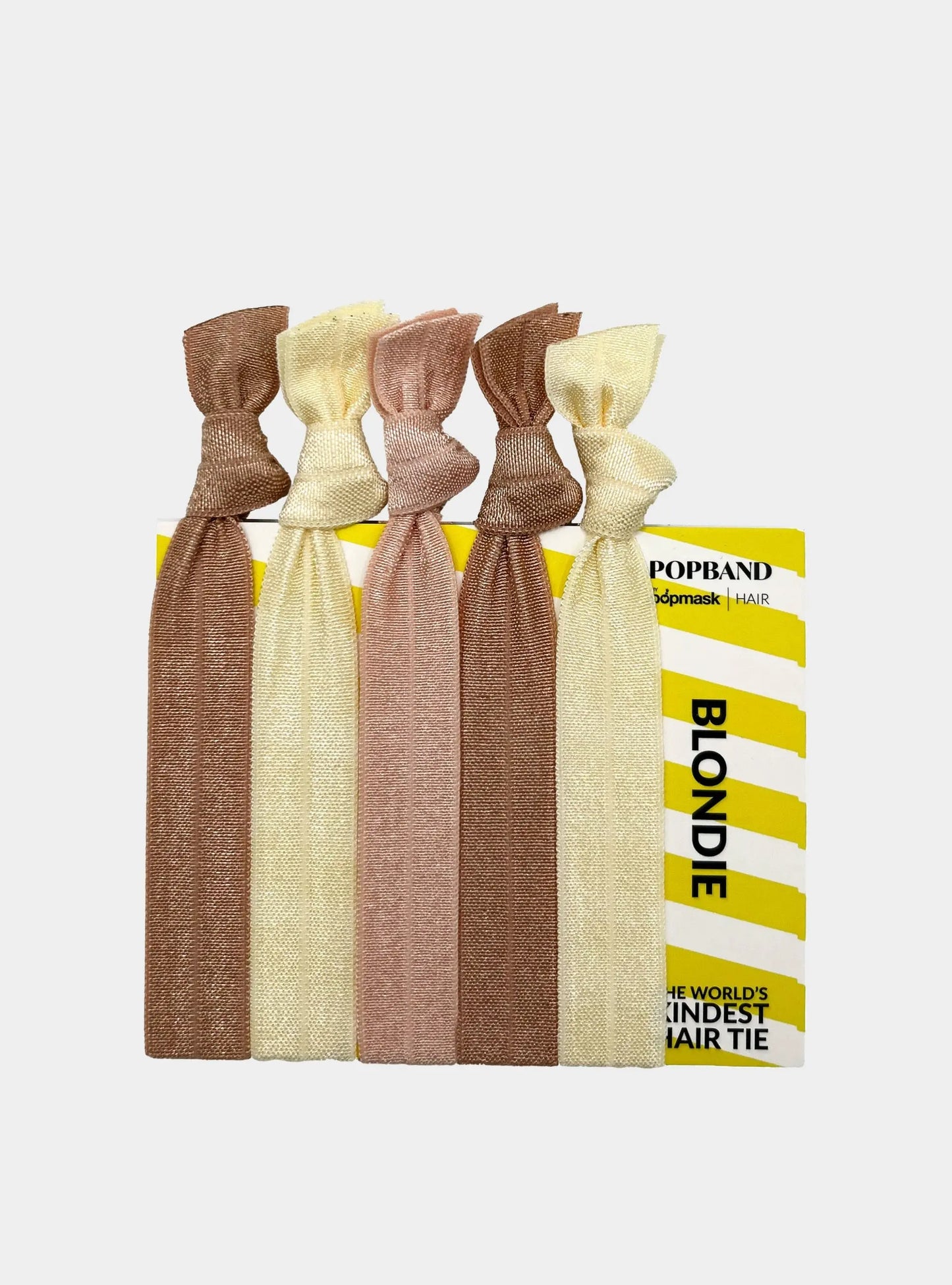 Popband Blondie - 5 Pack of Soft, Stretchy 'No Dent' Hair Ties - Blonde Hair Popmask