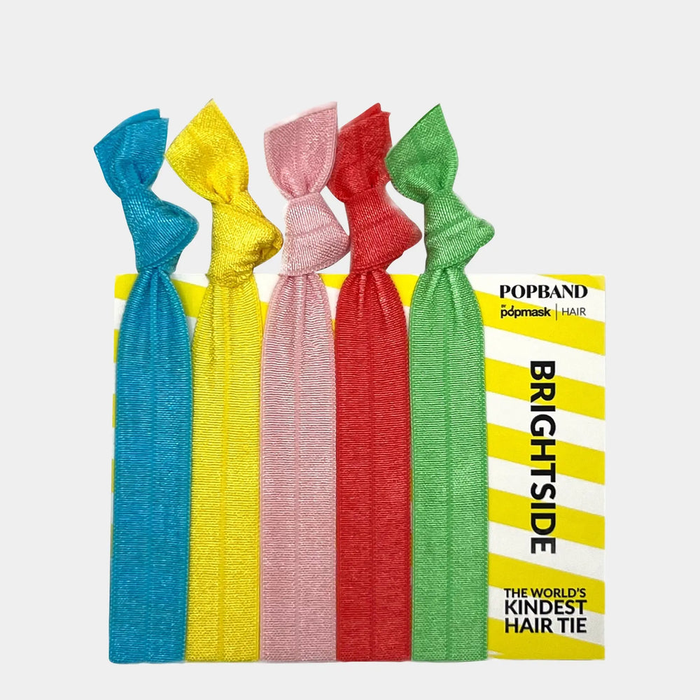 Popband Bright Side - 5 Pack of Soft, Stretchy 'No Dent' Hair Ties - Colourful Popmask