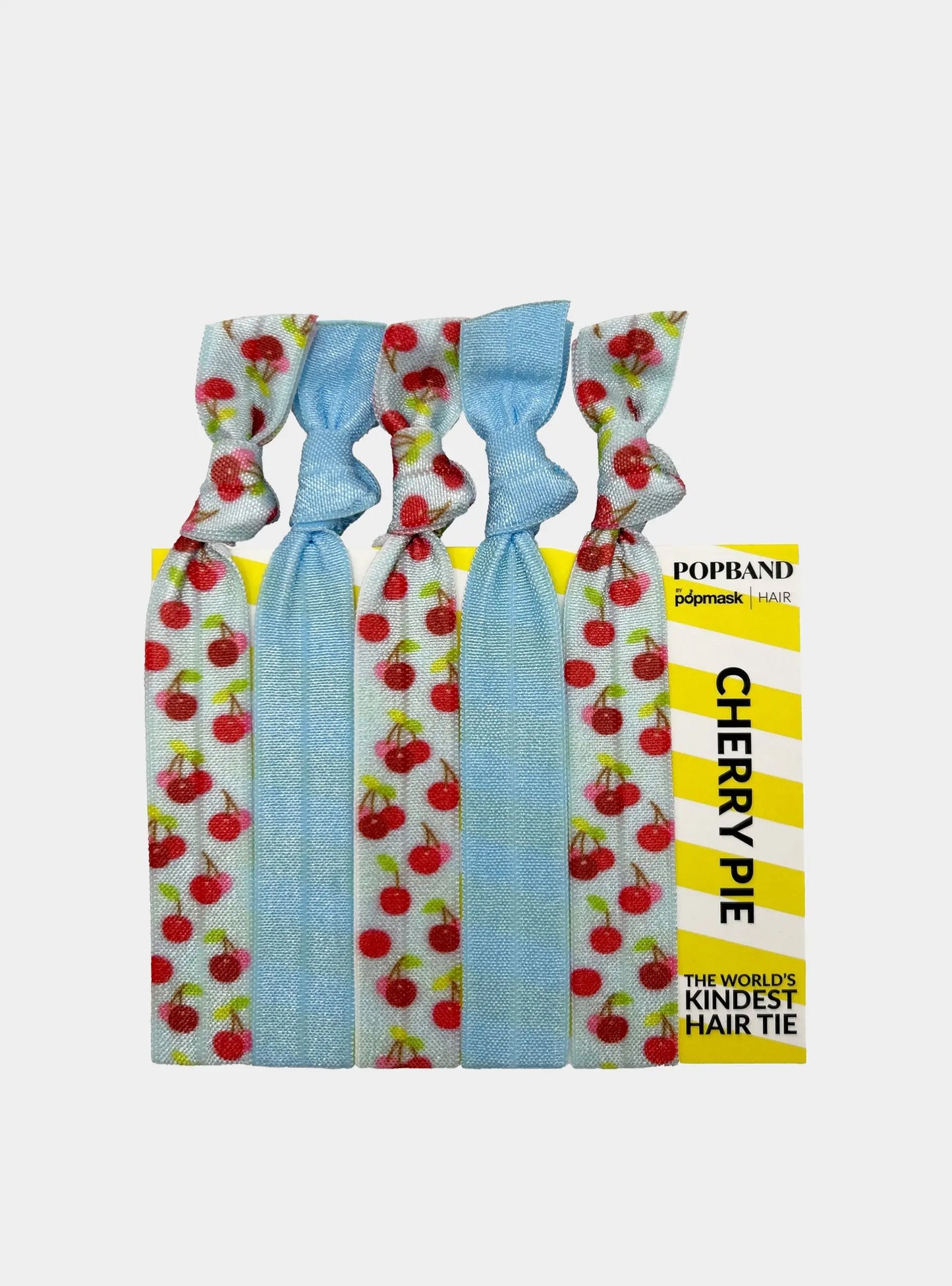 Popband Cherry Pie - 5 Pack of Soft, Stretchy 'No Dent' Hair Ties Popmask