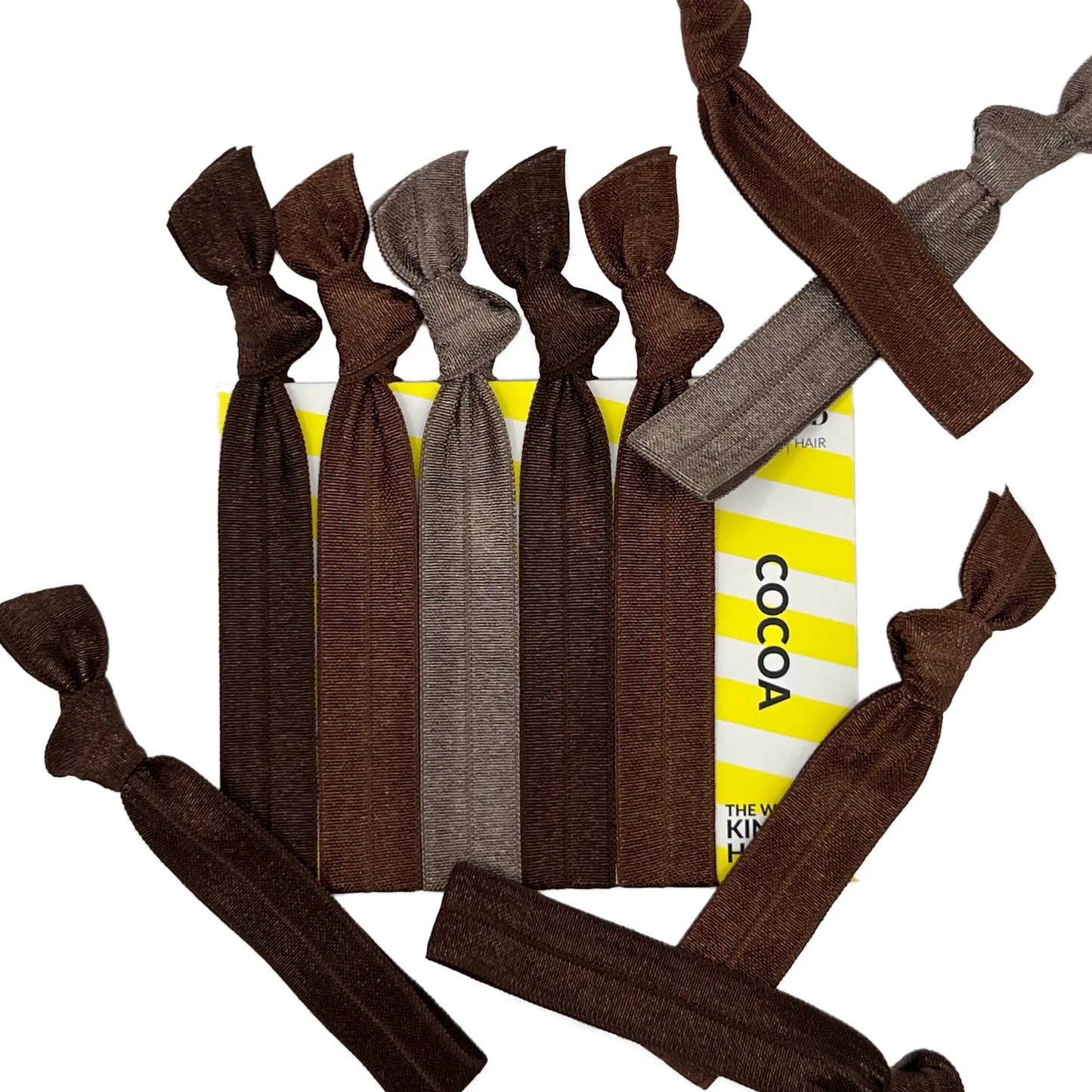 Popband Cocoa - 5 Pack of Soft, Stretchy 'No Dent' Hair Ties - Brown Hair Popmask