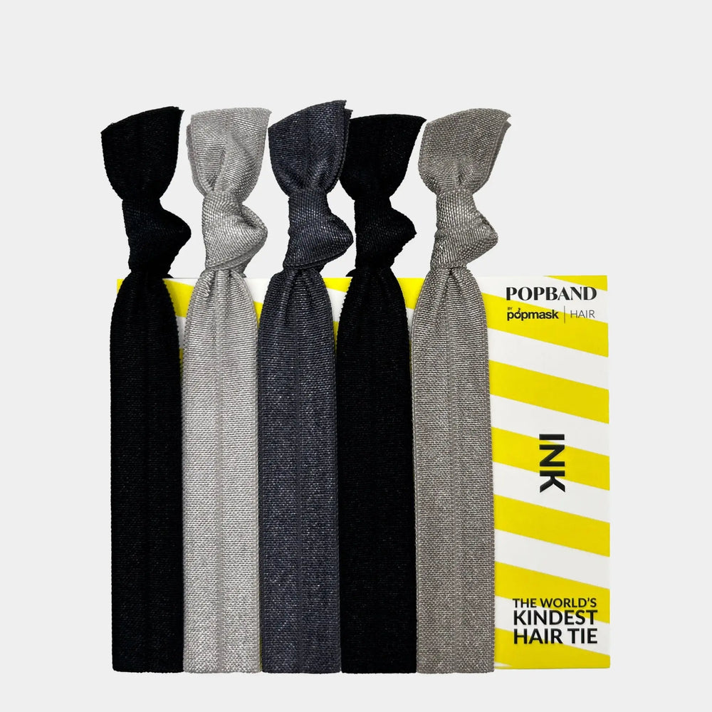Popband Ink - 5 Pack of Soft, Stretchy 'No Dent' Hair Ties Popmask