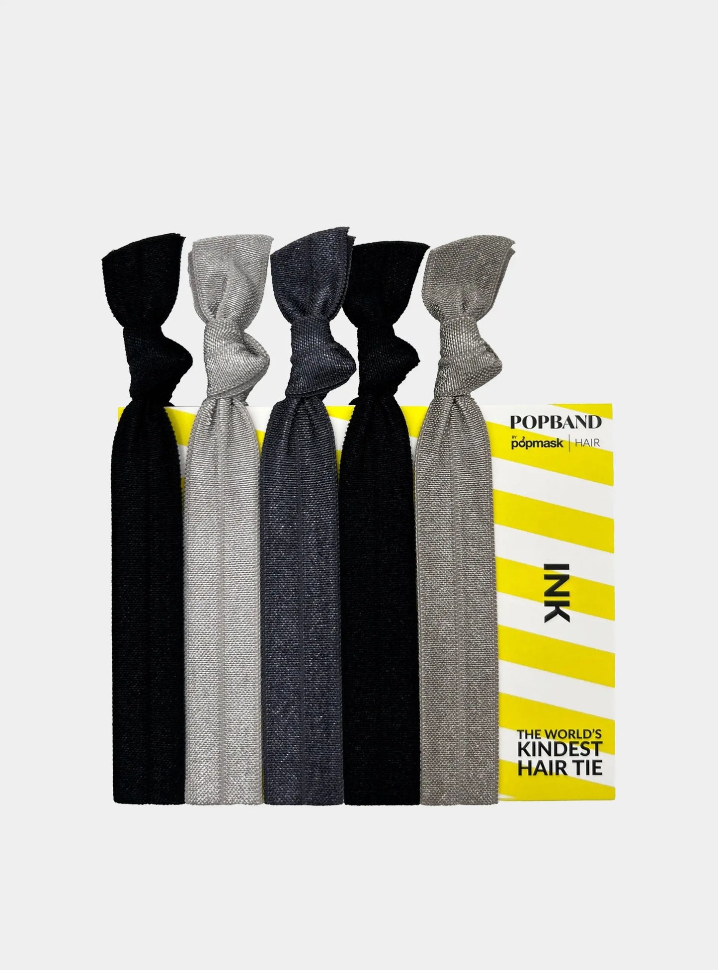 Popband Ink - 5 Pack of Soft, Stretchy 'No Dent' Hair Ties Popmask