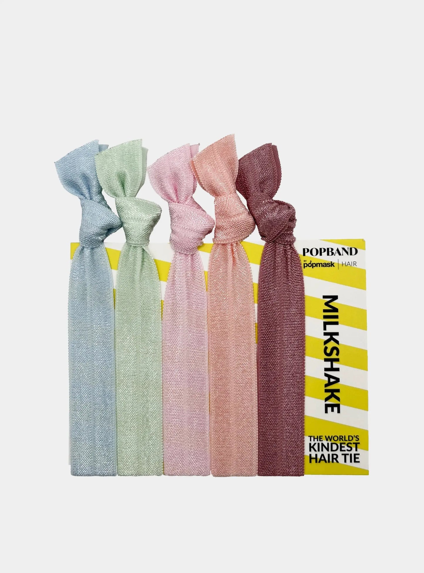 Popband Milkshake - 5 Pack of Soft, Stretchy 'No Dent' Hair Ties - Pastel Popmask