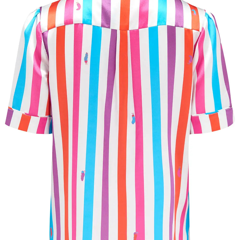 Poppy Hawaiian Stripe Silk Blouse Sleepy Wilson